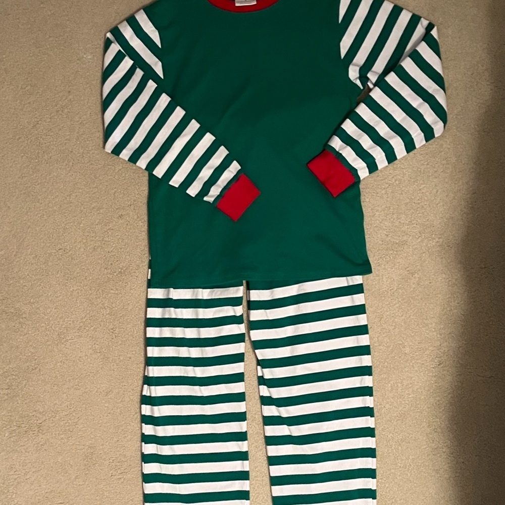Green and White Striped Pajama Set small holiday Christmas - Picture 14 of 14